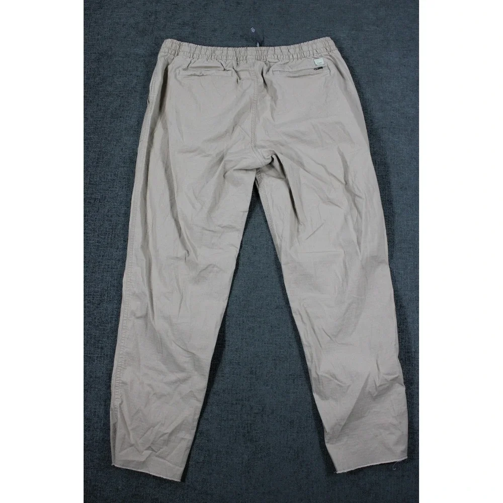 Vuori Ripstop Climber Pants Mens Large Khaki Tan Organic Cotton Stretch Raw Hem